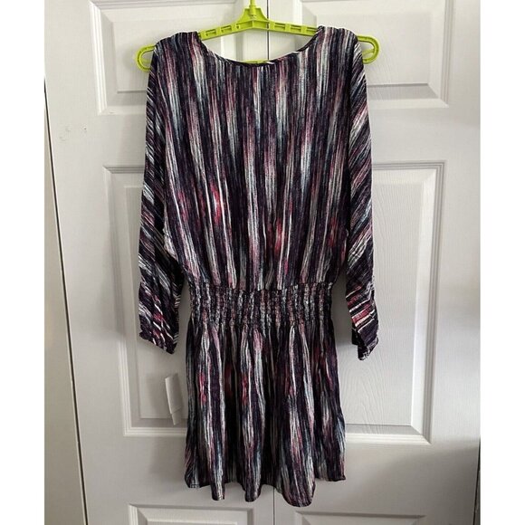 Lord & Taylor Design Lab Cold Shoulder Cinched Waist Mini Dress Multi Color LG - Picture 4 of 7